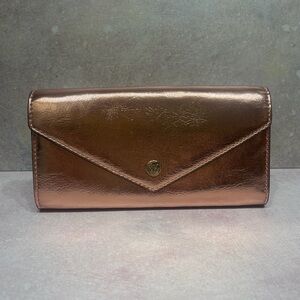 Michael Kors Primrose Metallic Shimmer Continental Envelope Flap Wallet Rosegold